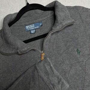 Polo Ralph Lauren Pullover Mens XL Gray Quarter Zip Cotton Pony Logo Sweater